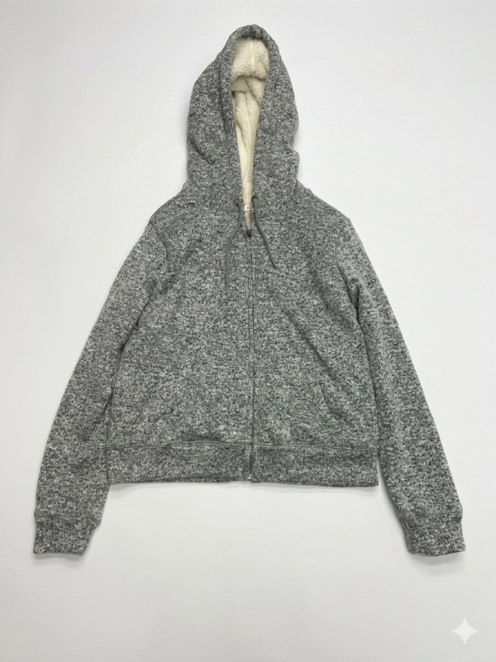 Aéropostale Gray Heather Faux Fur Sherpa Lined Zip Hoodie Jacket - Size Medium